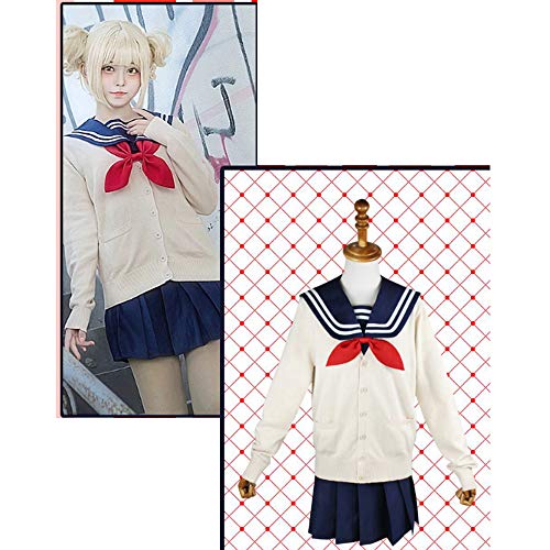 AUkaiqu12 My Hero Academia Cosplay Uniforme Himiko Toga Disfraz de Cosplay con Peluca Zapatos Accesorios Japón Uniforme Jk Disfraz de Estudiante Halloween Cosplay para Mujeres Niñas