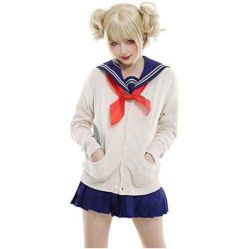 AUkaiqu12 My Hero Academia Cosplay Uniforme Himiko Toga Disfraz de Cosplay con Peluca Zapatos Accesorios Japón Uniforme Jk Disfraz de Estudiante Halloween Cosplay para Mujeres Niñas