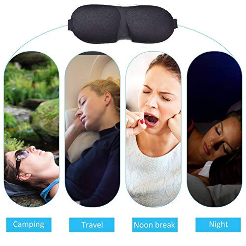 AUNEK Sleeping Mask para Los Ojos, 3D Night Blindfold Seda Suave Eye Mask Hombres/Mujeres, Ajustable Sleep Mask con Tapones para los Oídos, Viaje/Nap/Shift Works Máscara para Dormir [2 Pack]