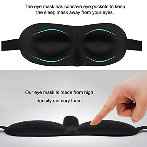 AUNEK Sleeping Mask para Los Ojos, 3D Night Blindfold Seda Suave Eye Mask Hombres/Mujeres, Ajustable Sleep Mask con Tapones para los Oídos, Viaje/Nap/Shift Works Máscara para Dormir [2 Pack]