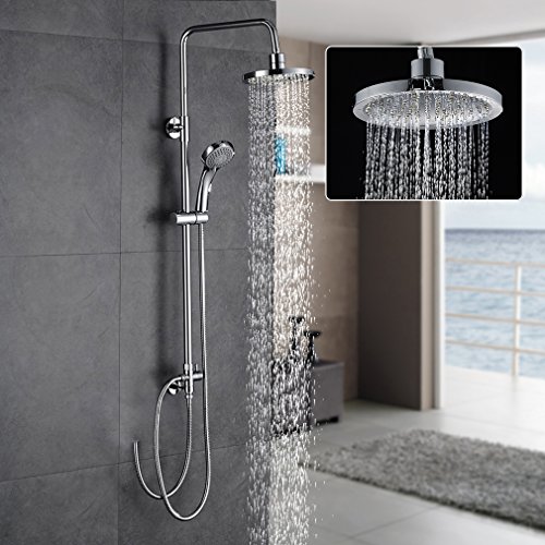 AuraLum Conjunto Ducha sin-Grifo Pared, Set de Ducha Extensible con Rociador Ducha Lluvia Redondo, Alcachofa de Ducha 3-Modos