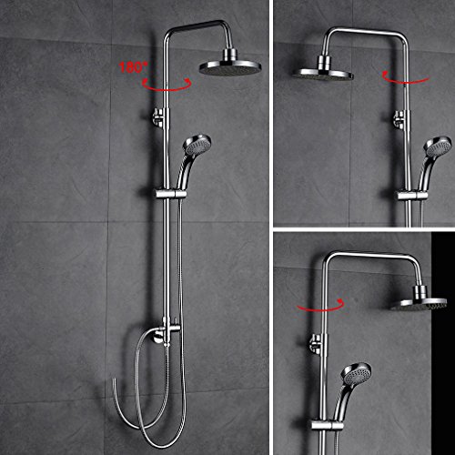AuraLum Conjunto Ducha sin-Grifo Pared, Set de Ducha Extensible con Rociador Ducha Lluvia Redondo, Alcachofa de Ducha 3-Modos