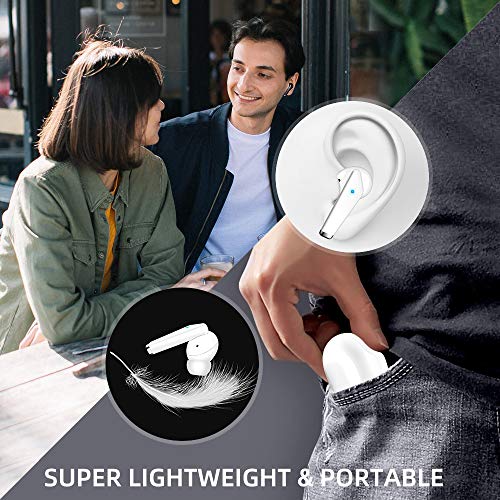 Auriculares Inalámbricos Bluetooth 5.0 TWS Auricular con Micrófono y Cancelación de Ruid 25H de Tiempo de Reproducción para iPhone Android (Blanco)