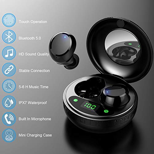 Auriculares Inalambricos, Motast Auriculares Bluetooth 5.0 con Microfono Mini TWS Estéreo Cascos In-Ear, IP7 Impermeable, con Caja de Carga Portátil, Reproducción de 35 Horas para iPhone y Android