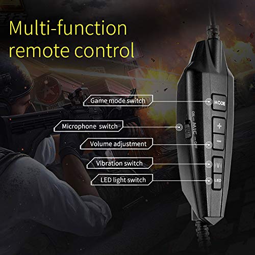 Auriculares para juegos para PC, auriculares para juegos, auriculares para juegos estéreo 7.1 con vibración para PC, computadora portátil, auriculares para videojuegos con función de pantalla LED （n