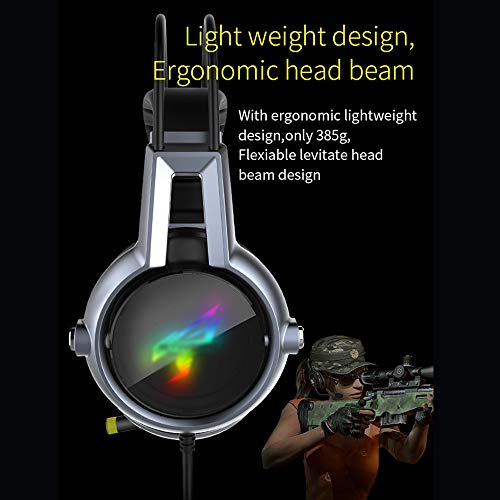 Auriculares para juegos para PC, auriculares para juegos, auriculares para juegos estéreo 7.1 con vibración para PC, computadora portátil, auriculares para videojuegos con función de pantalla LED （n