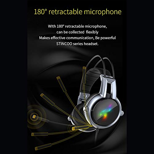 Auriculares para juegos para PC, auriculares para juegos, auriculares para juegos estéreo 7.1 con vibración para PC, computadora portátil, auriculares para videojuegos con función de pantalla LED （n