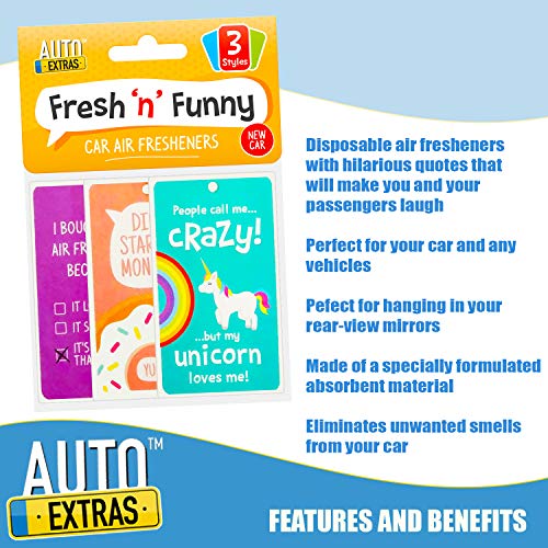 Auto Extras 6 Unidades de ambientadores para Coche con Frases Divertidas para el hogar, el Trabajo o tu Coche