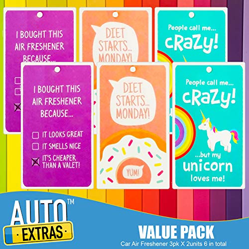 Auto Extras 6 Unidades de ambientadores para Coche con Frases Divertidas para el hogar, el Trabajo o tu Coche