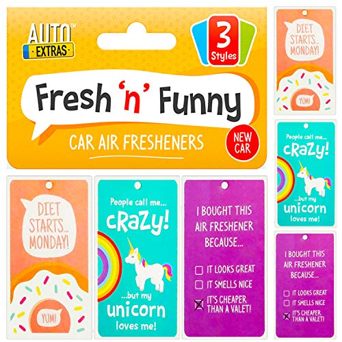 Auto Extras 6 Unidades de ambientadores para Coche con Frases Divertidas para el hogar, el Trabajo o tu Coche