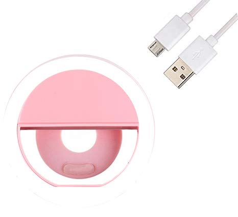 AUTOPkio Anillo de Luz Selfie, 36 LED Ring Light USB Recargable Ajustable 3 Niveles Brillo para Youtube, Tiktok, Teléfonos, Maquillaje (Rosado)