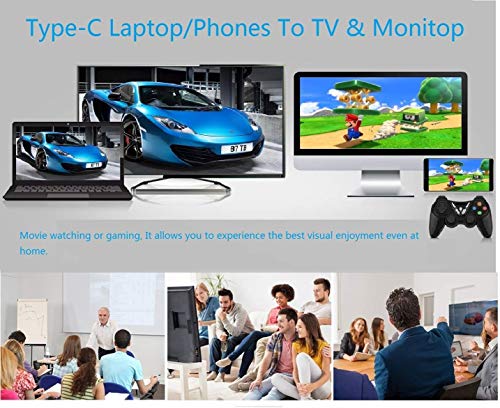 Auveach - Adaptador USB C a HDMI y VGA 4K, Mini convertidor 2 en 1 con Doble Monitor para iPad Pro, MacBook Pro, Chromebook, Lenovo 900, DELL XPS/SAMS 2018 (Compatible con Thunderbolt 3)