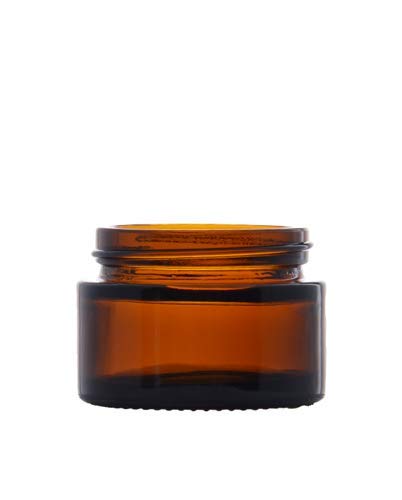 Avalon Cosmetic PackagingTM - Tarro de cristal de ámbar vacío (30 ml, con tapa negra para aromaterapia, cosméticos, bálsamo labial y crema), 6 unidades