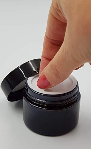 Avalon Cosmetic PackagingTM - Tarro de cristal de ámbar vacío (30 ml, con tapa negra para aromaterapia, cosméticos, bálsamo labial y crema), 6 unidades