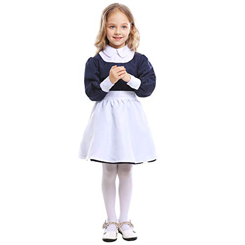 Avsvcb Cosplay Navidad Ropa para niños Juego Uniforme Azul y Blanco mucama Halloween Novedad Regalo Cosplay niña Enfermera Falda