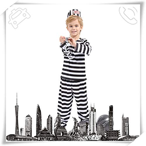 Avsvcb Cosplay Traje de Navidad para niños actuación de Drama Uniforme de prisión Regalo de Novedad de Halloween Disfraz de Prisionero Disfraz de prisión