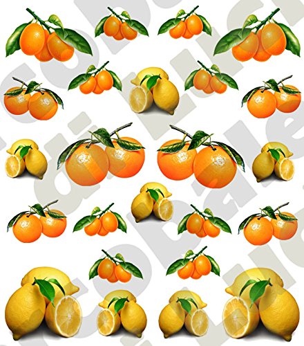 AWS Juego de pegatinas con frutas Water Decals. Pegatinas por transferencia con agua. Hoja con pegatinas de limones, fresas, sandía, naranjas, cítricos.