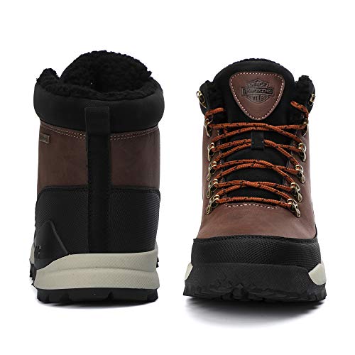 AX BOXING Hombre Botines Zapatos Botas Nieve Invierno Botas Impermeables Fur Forro Aire Libre Boots (43 EU, A98509-Marrón)