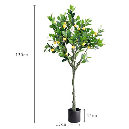 AXAA Planta de simulación en Maceta, Hermoso árbol Artificial, Piso Grande, árbol de limón Artificial, decoración de la Ventana del hogar, Planta Verde, Interior, Exterior, árboles, 136 cm