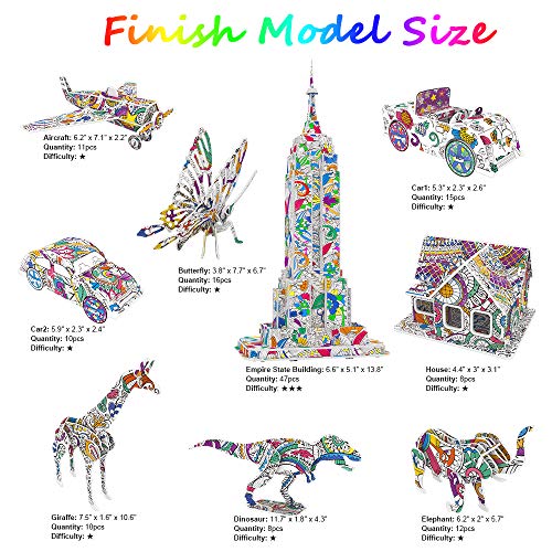 AYUQI Rompecabezas para Colorear 3D, SPECOOL Juguetes Kit de Colorear para niños, DIY Arts Crafts Puzzle Kit, Regalo Navidad de cumpleaño para niños Niñas