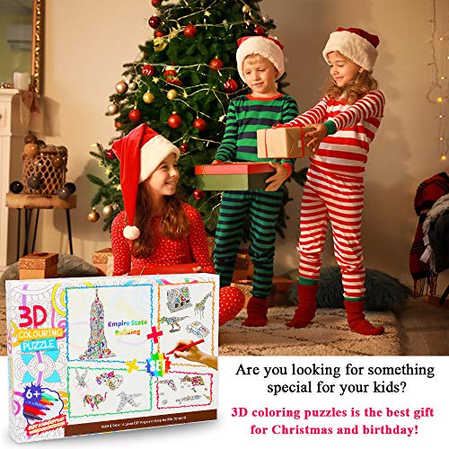 AYUQI Rompecabezas para Colorear 3D, SPECOOL Juguetes Kit de Colorear para niños, DIY Arts Crafts Puzzle Kit, Regalo Navidad de cumpleaño para niños Niñas