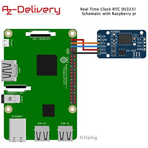 AZDelivery 3 x Reloj en tiempo real RTC DS3231 y bateria incluida gratis I2C para Arduino, Raspberry Pi y microcontrolador (con AT24C32)