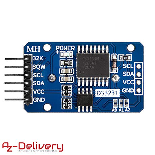 AZDelivery 3 x Reloj en tiempo real RTC DS3231 y bateria incluida gratis I2C para Arduino, Raspberry Pi y microcontrolador (con AT24C32)
