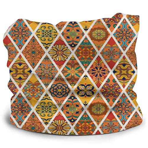 Azulejo Tradicional Talavera marroquí Boho Europeo rombo Lavable, Reutilizable, Transpirable, Protector Solar UV, niños para Correr, Deportes al Aire Libre, Escuela, horario de Verano