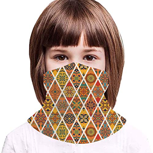 Azulejo Tradicional Talavera marroquí Boho Europeo rombo Lavable, Reutilizable, Transpirable, Protector Solar UV, niños para Correr, Deportes al Aire Libre, Escuela, horario de Verano