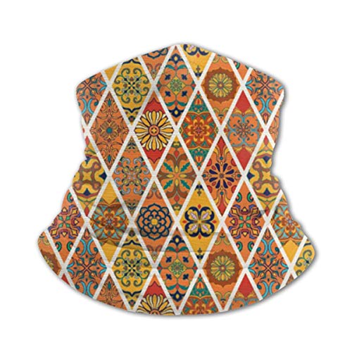 Azulejo Tradicional Talavera marroquí Boho Europeo rombo Lavable, Reutilizable, Transpirable, Protector Solar UV, niños para Correr, Deportes al Aire Libre, Escuela, horario de Verano