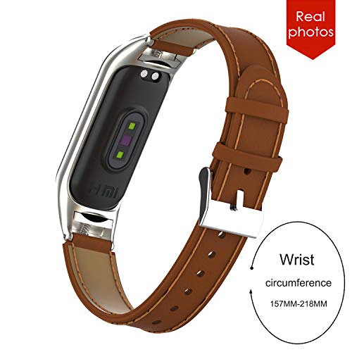 B-DIG Correa de Mi Band 3 Mi Band 4 Correas Repuesto para Xiaomi Mi Band 4 Mi Band 3 (diseño de Moda Original) (PU DS, Marrón)