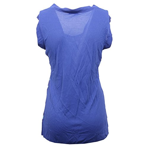 B7776 maglia donna PAUL & SHARK seta blu smanicato t-shirt woman [S]
