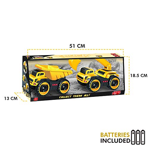 baby 1st Camión de Juguete de construcción 22 cm, Juguetes Modelo Grande para niños y niñas, Juego de 2 Camiones de vehículos para niños de 2 a 3 años +