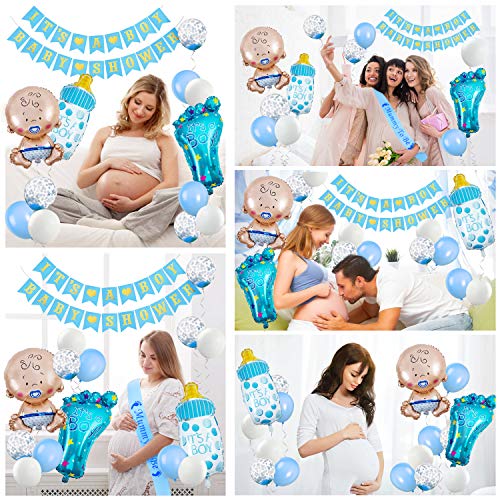 Baby Shower Decoración, Comius Sharp 56 Piezas Baby Shower Globos Baby Shower Accessorios para Niño Cumpleaños Baby Shower Decoración(Blue)