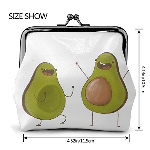 Bailando aguacates monedero de cuero cambio monedero beso cierre mini cosméticos maquillaje bolsas para mujeres y niñas