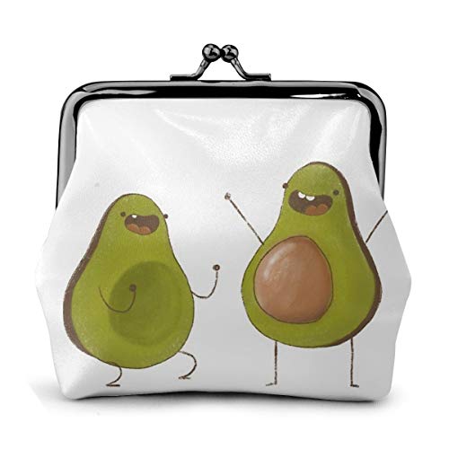 Bailando aguacates monedero de cuero cambio monedero beso cierre mini cosméticos maquillaje bolsas para mujeres y niñas