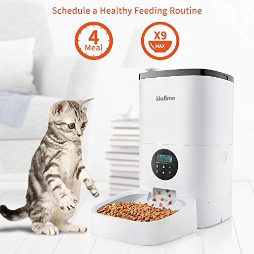 Balimo 4L Automática Comedero para gatos y perros, Alimentador Automático con temporizador programable y pantalla LCD y Grabación de Voz Caracteristicas Hasta 4 comidas al día