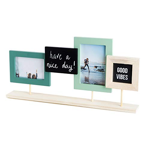 Balvi Marco múltiple Nature Marco para 3 Fotos con Pizarra Negra Marco de Fotos de sobremesa Madera 23x48 cm