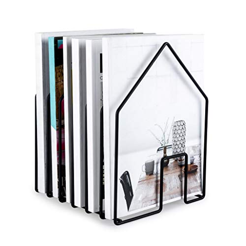 Balvi Revistero Home Color Negro En Forma de casa Gran Capacidad para revistas, catálogos o Diarios Acero