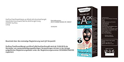 Bambú Máscara Negra, Peel off Mascarilla, Black Mask, Mascarillas exfoliantes y limpiadoras, Purifying Peel Off Máscara Remove BlackHead y Acné, 60g
