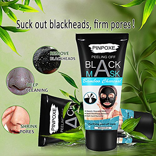 Bambú Máscara Negra, Peel off Mascarilla, Black Mask, Mascarillas exfoliantes y limpiadoras, Purifying Peel Off Máscara Remove BlackHead y Acné, 60g