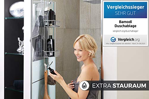 Bamodi Estantería de baño colgada Estantería de baño Ducha con Percha - Cómodo Organizador de Ducha Antideslizante (Acero, 70 x 18,5 x 19 cm)