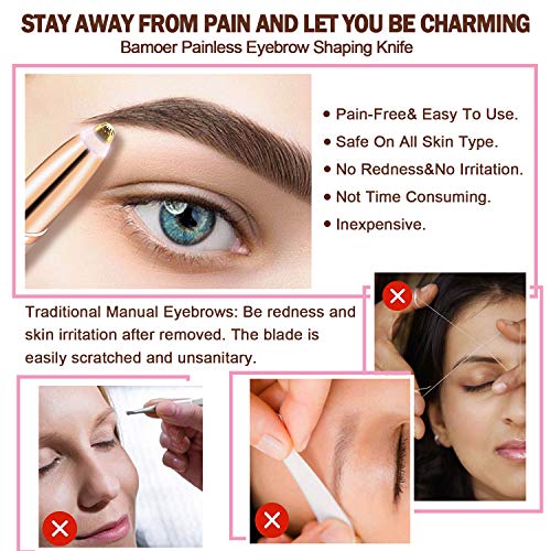 Bamoer Eléctrica Depiladora Cejas,Ceja Recortador,Eyebrows Trimmer Mujer Depiladora Facial Para,Depilacion de Cejas Carga USB (Oro rosa)