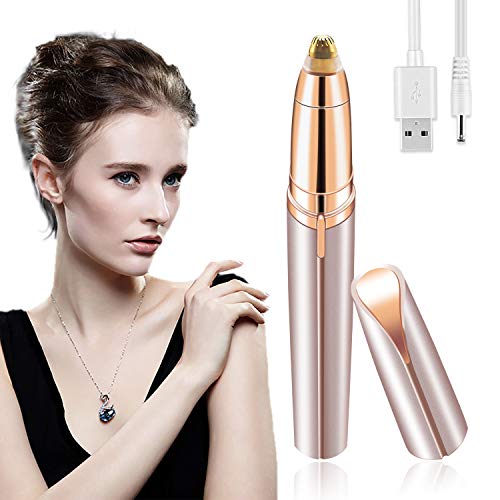 Bamoer Eléctrica Depiladora Cejas,Ceja Recortador,Eyebrows Trimmer Mujer Depiladora Facial Para,Depilacion de Cejas Carga USB (Oro rosa)
