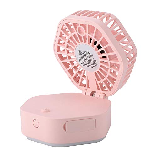 banapo Ventilador portátil 3 en 1 Espejo Plegable Multifuncional Luz LED Ventilador de Carga USB(Pink)
