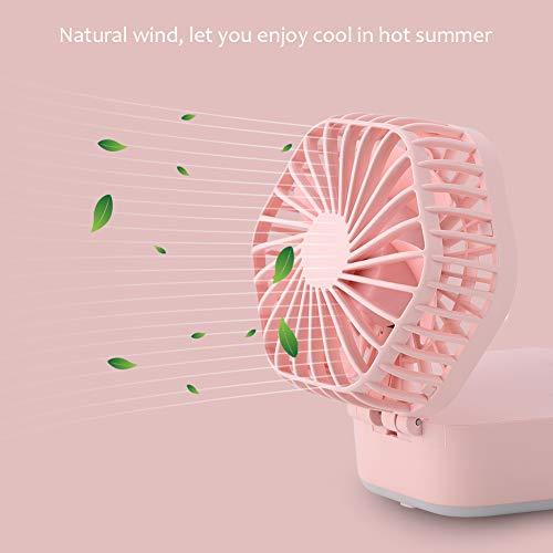 banapo Ventilador portátil 3 en 1 Espejo Plegable Multifuncional Luz LED Ventilador de Carga USB(Pink)