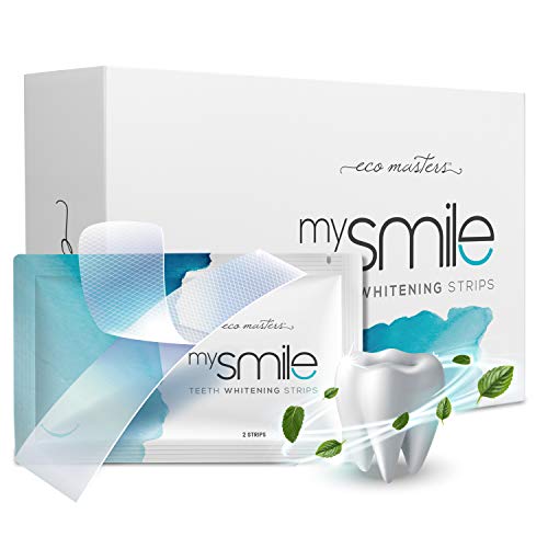 Bandas Blanqueadoras de Dientes mysmile - 28 Tiras Blanqueamiento Dental, Gel Blanqueador Natural Con Tecnología Antideslizante, Elimina Manchas Dentales, Seguro Para el Esmalte y Reduce Sensibilidad