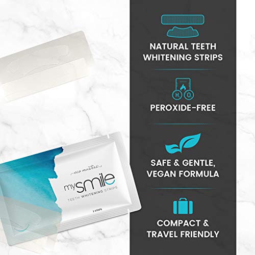 Bandas Blanqueadoras de Dientes mysmile - 28 Tiras Blanqueamiento Dental, Gel Blanqueador Natural Con Tecnología Antideslizante, Elimina Manchas Dentales, Seguro Para el Esmalte y Reduce Sensibilidad