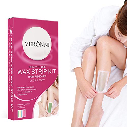 Bandas de Cera Fria Depilatoria para Depilación de Cuerpo y Piernas con Aceite de Almendras, Easy Gelwax, Pieles Sensibles, 40 Bandas