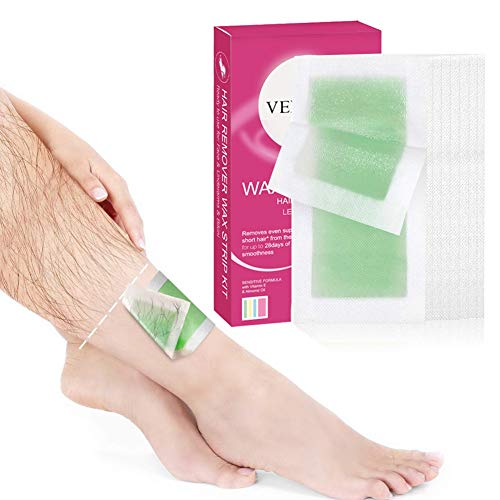 Bandas de Cera Fria Depilatoria para Depilación de Cuerpo y Piernas con Aceite de Almendras, Easy Gelwax, Pieles Sensibles, 40 Bandas